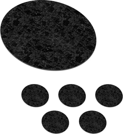 Onderzetters voor glazen - Rond - Zwart - Patronen - Graniet - 10x10 cm - Glasonderzetters - 6 stuks