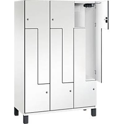 C+P Z locker Cambio, 3 vakken, op poten, B 1200 x D 525 x H 1980 mm, verkeerswit/wit