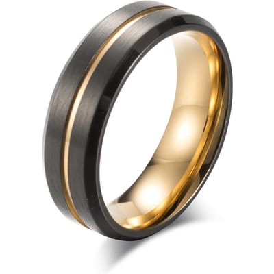 Titanium Staal Geborstelde Tweekleurige Ring Mat Zwart Herenring 10# beige