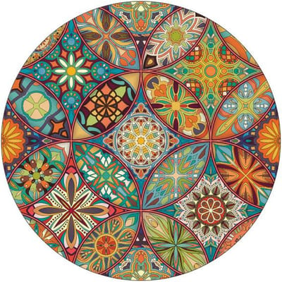 Mandala Bloemen Tapijt Kinderkamer Huisdecoratie Matten Rond Tapijt Woonkamer Antislip Wasbaar Tapijt Computer Stoelen Mat 80cm