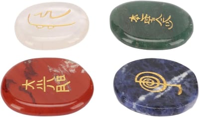Kristallen Reiki Balancer met Gegraveerde Symbolen - 4 Stuks voor Genezing en Meditatie Rituelen