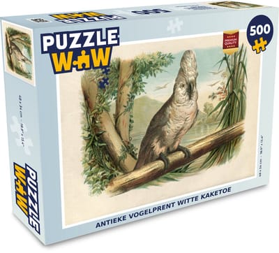 Puzzel Antieke vogelprent witte kaketoe - Legpuzzel - Puzzel 500 stukjes