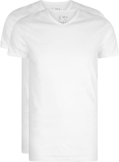 RJ Everyday Gouda 2-Pack Heren V-Hals T-Shirt Wit S