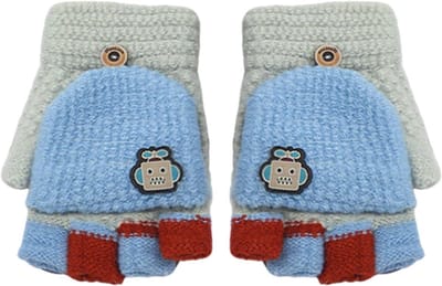 Vingerloze Winterhandschoenen voor Kinderen - Warme Gebreide Handschoenen met Flip Top voor Buitenactiviteiten, Geschikt voor Jongens en Meisjes van 5-11 Jaar