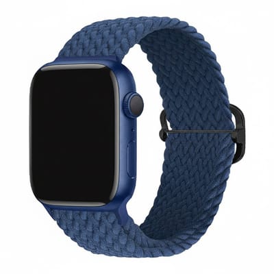 Nylon bandje - geschikt voor Apple Watch 1/2/3/4/5/6/7/8/9/10/11/ SE (1,2,3) met maat 38 mm / 40 mm / 41 mm en 42 mm (Watch 10/11) - gevlochten nylon - blauw
