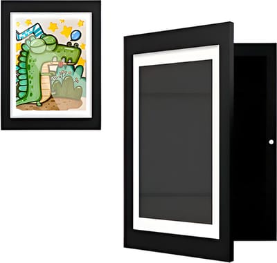 Home & Marker - Fotolijst voor Kinderen - Zwart – Kunstwerken Makkelijk Bewaren & Tentoonstellen – Hout – 33x24 cm – Duurzaam & Compact – Perfect Cadeau voor Jonge Kunstenaars - FRAMELET