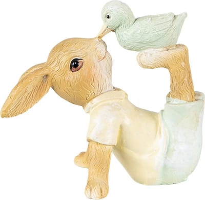 Clayre & Eef Beeld Konijn 7 cm Bruin Groen Polyresin Woonaccessoires