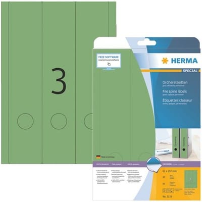 Herma ordneretiketten A4, 297 x 61 mm, permanent hechtend/bedrukbaar, 60 stuks, groen