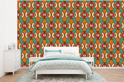 Behang - Fotobehang Design - Retro - Oranje - Abstract - Breedte 320 cm x hoogte 240 cm