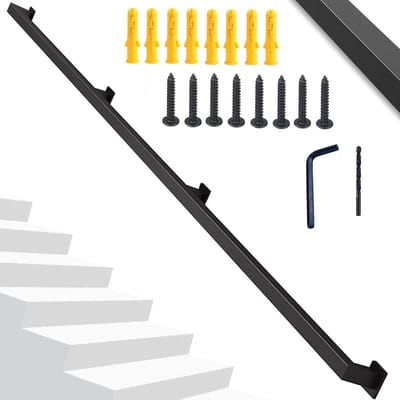 Trapleuning metaal - Muursteun beugel - Veiligheid thuis - Antiroest laag - 60 cm - Zwart