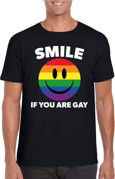 Smile if you are gay emoticon shirt zwart heren - LGBT/ Gay pride shirts S