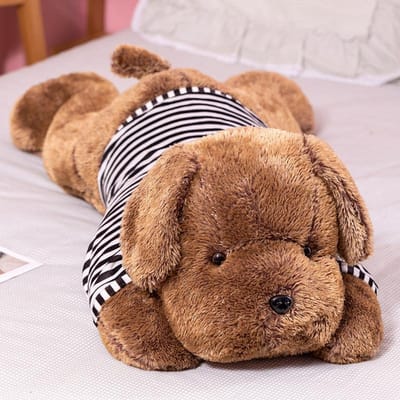 Grote Zachte Liggende Hond Pluche Speelgoed Knuffeldier Kussen voor Slaapcomfort Verjaardag Kerst Cadeau 35cm blauw