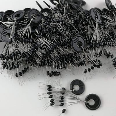 6-in-1 Rubber Stopper Set voor Vlotter, Vissen en Koordbevestiging - 100 Stuks, Maat L, Zwart, Ovalen Vorm