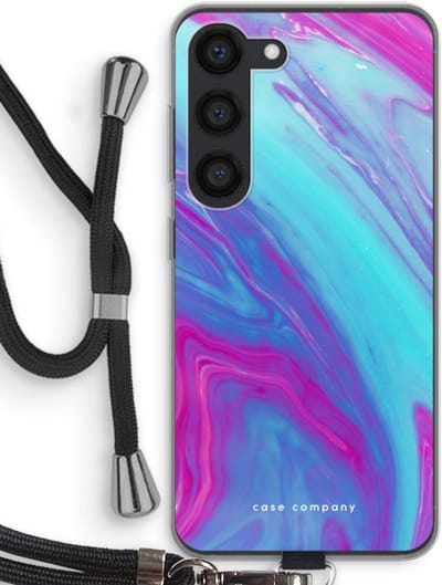 Hoesje met koord geschikt voor Samsung Galaxy S23 hoesje met Koord - Zweverige regenboog - Telefoonhoesje met Zwart Koord - Bescherming aan alle Kanten en Over de Schermrand