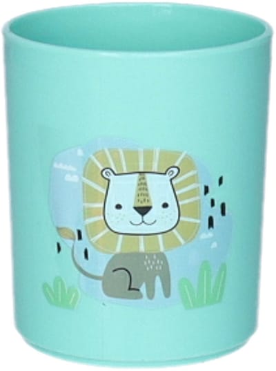 Plasticforte onbreekbare Drinkbekers - kunststof - 350 ml - aqua - leeuw - kinderen - camping - mokken