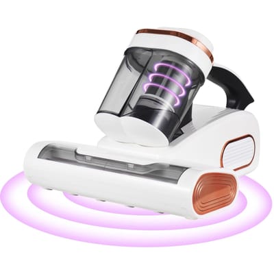 Aspirateur de lit, aspirateur de matelas avec lumière violette, aspiration de 8,5 kpa, filtre HEPA, affichage LED blanc