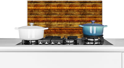 Spatscherm keuken 60x30 cm - Kookplaat achterwand Vintage - Hout - Patronen - Planken - Muurbeschermer - Spatwand fornuis - Hoogwaardig aluminium