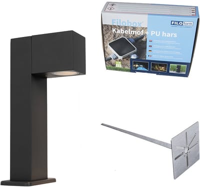 QAZQA baleno - Industriele Staande Buitenlamp | Staande Lamp voor buiten - 1 lichts - H 300 mm - Donkergrijs - Industrieel - Buitenverlichting