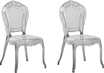 VERMONT - Eetkamerstoel set van 2 - Zwart/Transparant - Polycarbonaat