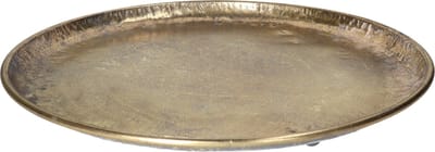 HBX Natural Living Kaarsenbord/decoratie dienblad - goud - metaal - D47 x H4 cm - rond - tafeldecoratie schaal