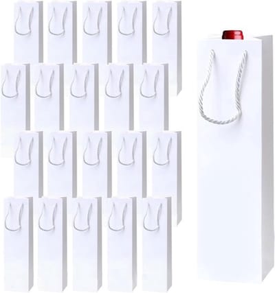 Elegante Witte Cadeautas voor Wijnflessen, 20 Stuks, Perfect voor Bruiloften en Feestjes, Ideaal als Wijnopbergtas