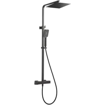 Essebagno Regendouche Square - Met Thermostatische Kraan - Zwart - Mat - Vierkant - Met Handdouche - 15cm Hartafstand - 3-straals