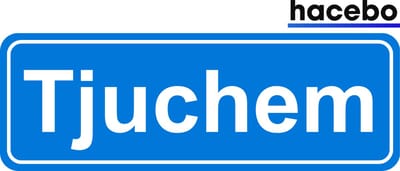 Hacebo - Plaatsnaam Sticker - 29x10 CM - Tjuchem sticker - Verkeersborden sticker - grappige cadeaus - Tjuchem