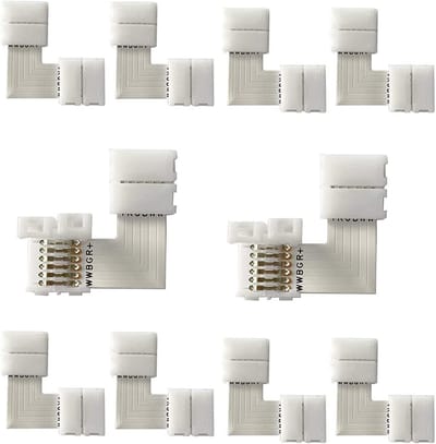Set van 10 Hoekconnectoren voor 12mm RGBWW LED Strips Zonder Lassen