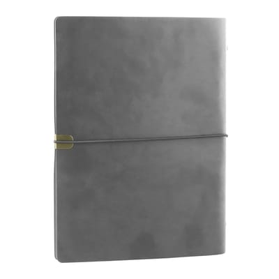 Ringband Notitieboek - Reisdagboek Agenda - Schrijven Notities Maken - Navulbaar Leer Design - A5 23 x 17 cm - Grijs