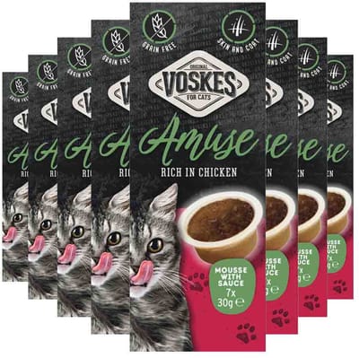 Voskes Kattensnack Mousse Kip in Saus - 8 x 7x30 gr - Voordeelverpakking