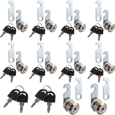 Set van 10 brievenbussloten 20 mm met 20 sleutels - meubelslot voor brievenbus en kast - hefboomslot - sterk slot - beveiligingsslot