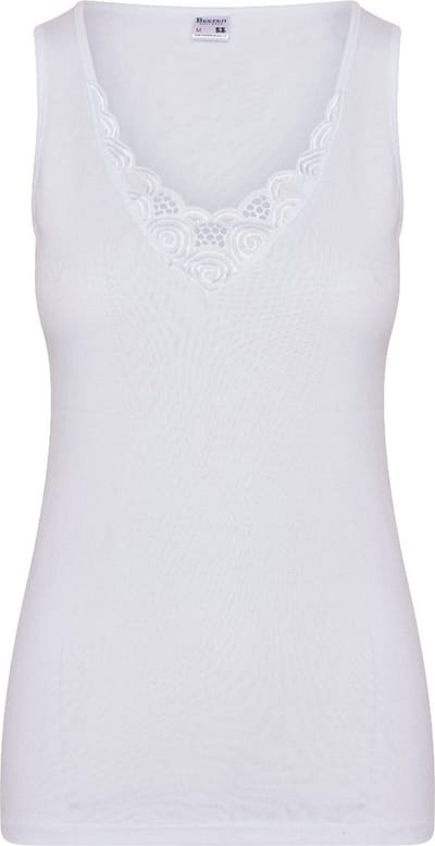 Dames spencer Beatrix - Katoen - Hoge rug - Katoenen onderhemd - Brede bandjes - Naadloos - M - Wit