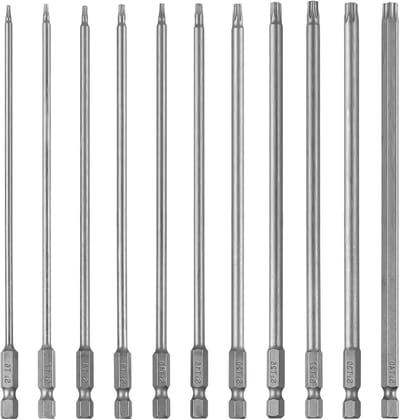 Complete Torx Schroevendraaierset met 11 Magnetische Bits van 200 mm - S2 Staal T6 T40, Ideaal voor Precisiewerk en Onderhoud