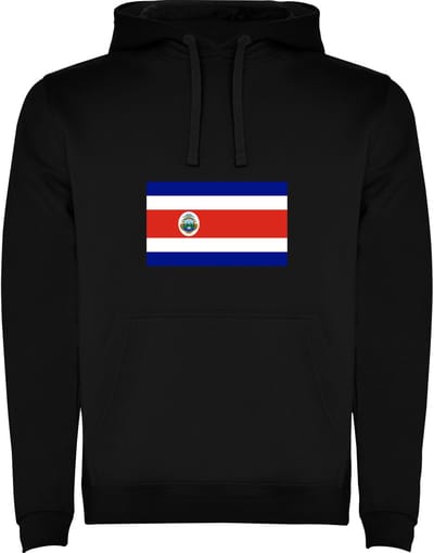 Zwarte Hoodie met Wereldse vlag land Costa Rica Full Color Maat M