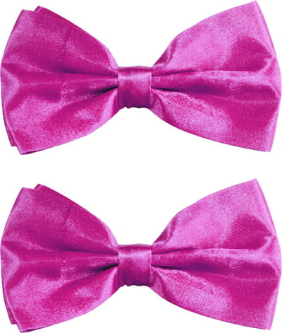 Partychimp Carnaval verkleed vlinderstrikje zijdeglans - 2x - fuchsia roze - polyester - heren/dames