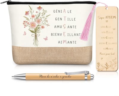 Dailygoods- Make-Uptasje met Spiegel - Make-Uptasje Klein - Cadeau voor Onderwijsassistent - Houten Boekenlegger - Essentiële Beautyproducten - Perfect voor Speciale Gelegenheden - Cosmetic Pouch