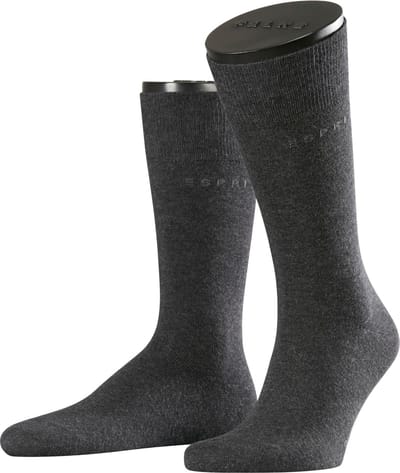 Esprit Basic Uni 2-Pack eenkleurig katoen multipack sokken heren grijs - maat 39-42