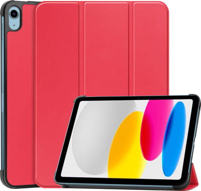 Hoes - Geschikt voor Apple iPad A16/A18 (2022/2025/2026) - 10.9 & 11 inch (10e, 11e & 12e generatie) - Dun & Stevig - Trifold Bookcase - Hard Cover - Hardcover Book Case - Tablet Hoesje - Rood