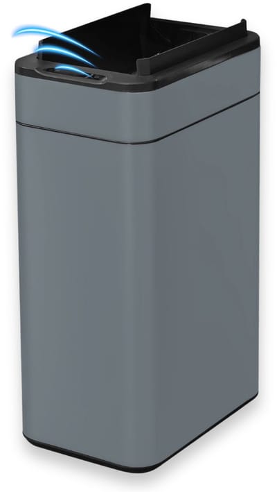 FlinQ Swing Prullenbak - Vuilnisbak met Sensor en Unieke Deksel - Afvalbak met Elegant Design - RVS Afvalemmer - 60 Liter - Antraciet