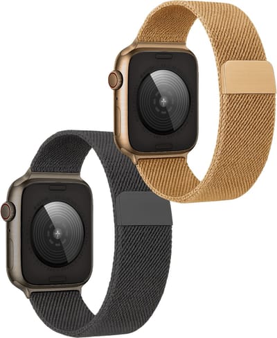 Milanees Horlogebandje Geschikt voor 38/40/41 mm Band Milanees - Bandje Geschikt voor 38/40/41 mm Bandje Milanees - Zwart & Goud