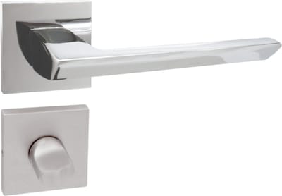 DOMINO ELENA-QR-SLIM M6 WC - Luxe Deurklink Set - Gespoten Chroom - Vierkante Rozet - WC Vrij-Bezetslot - Complete Set