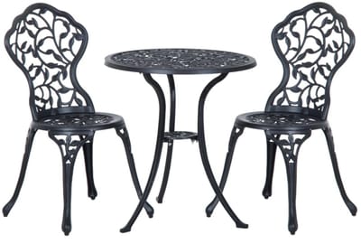Tuinmeubel Bistroset voor 2 Personen - 3-delig - Tuinset - Tuinmeubelset met 2 Stoelen + Tafel - Balkonset - Zitgroep - Meubel - Loungeset - Meubelsets - voor Tuin, Balkon, Terras - Zwart