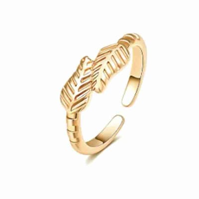 WeLoveSilver - goudkleurige teenring - chirurgisch staal - blaadjes