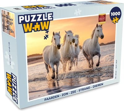 Puzzel Paarden - Zon - Zee - Strand - Dieren - Legpuzzel - Puzzel 1000 stukjes volwassenen