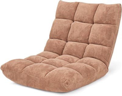 Vloerstoel met Rugleuning en Slaapfunctie voor Woonkamer en Balkon - Beige