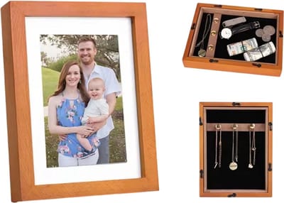 Verborgen Houten Fotolijst – Geheime Opbergdoos en Kluisje voor Geld, Sieraden, Sleutels en Waardevolle Objecten - Bruin