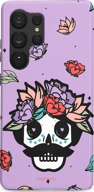 Casetastic Hoesje Geschikt voor Samsung S25 Ultra - Stijlvolle Beschermende Duo-layer Case - Schedel Snor