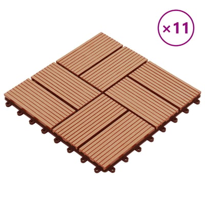 vidaXL - Terras - Tegel - 11 - st - Teakhout - 30 - x - 30 - cm - WPC