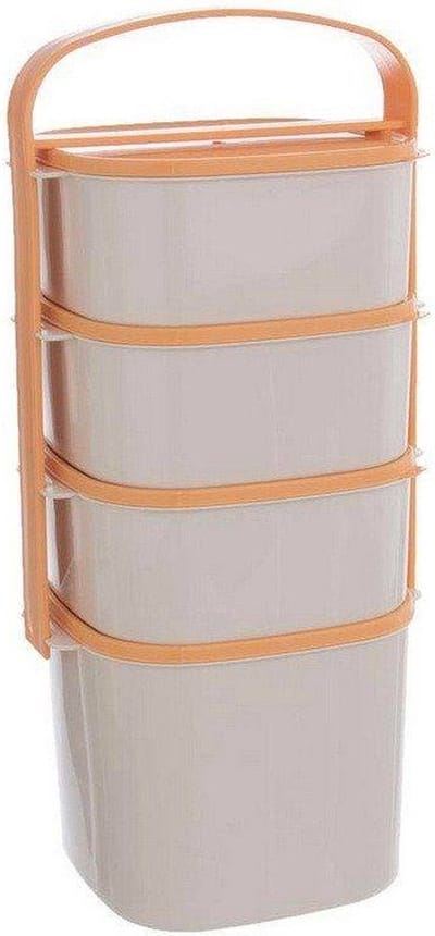 Container voor Eten Plastic 4 Niveaus 2l, 3x1,15 l - Voedselcontainer - Lunchbox