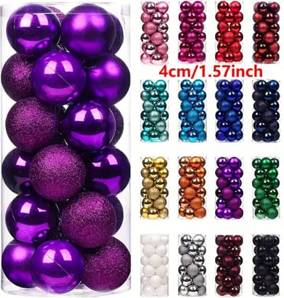 Bovista Kerstballen - Kerstversiering - Plastic - Paars - 3 cm - 24 stuks